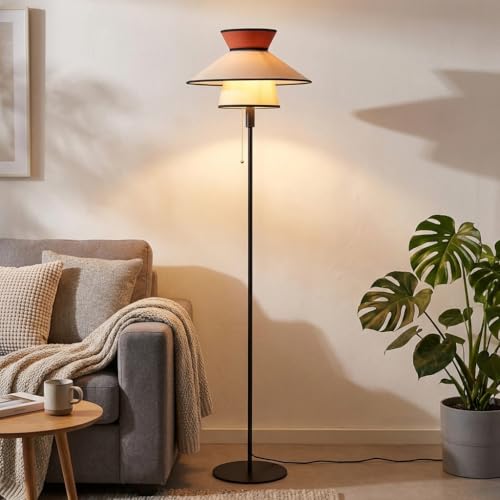 BARCELONA LED Lampadaire XXL "CORA" avec Abat-jour en Tissu, Style Moderne et Industriel Rétro, Minimaliste et Élégant Idéal pour Salon, Chambre, Salle à Manger ou Hall