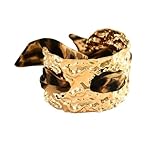 Chunky Gold Bracelets: This cute and comfortable thick gold bracelet blends bold style with exquisite details, shining brightly. Each cuff bracelet is paired with a striking leopard print scarf, making it a fashion must-have Gold Cuff Bracelet: This ...