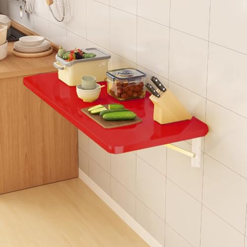 Table murale rabattable rouge pour cuisine et petit studio étudiant - 7