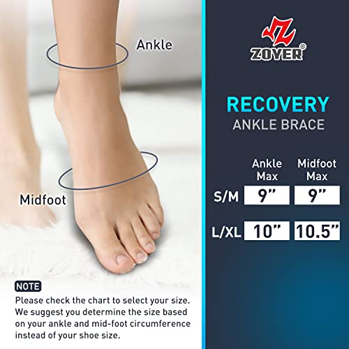 Zoyer Recovery Ankle Brace For Men And Women, Breathable Neoprene, Adjustable, Splint Flexion Resistance, Joint Stress Reduction, Rehabilitation (Small/Medium) #TOP4