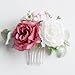 Fangsen Delicate Boho Bride White Red Pink Rose Flower Leaves Floral Comb With Spring Wedding Hair Piece and Hair Vines for Brides Flower Girls and Bridesmaids Silver