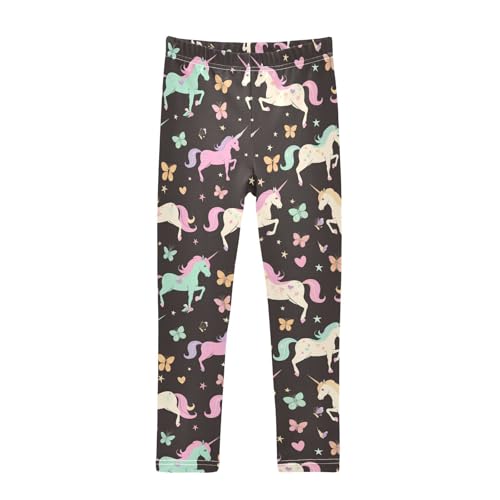Unicorns Butterfly Girls' Leggings Toddler Doodles Kids Yoga Pants Dance Active Tights 4T