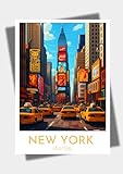 Générique Affiche murale deco - voyage - New York, USA, Times Square - art moderne, cadeau, poster, impression, illustration - JLprint (A4-21 x 29,7 cm)