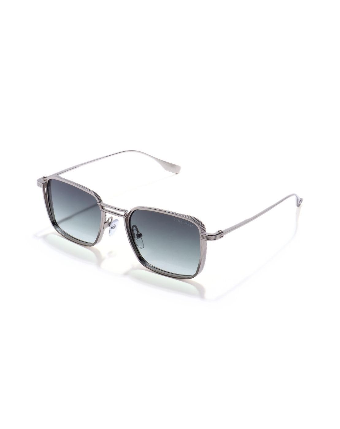 Francis Silver Green Gradiant Rectangle Sunglasses, UV400 Protection, Polarized, Unisex, Medium, TR90 Frame-image-12