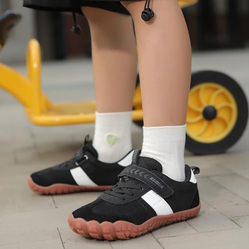 KUBUA Kids Barefoot Shoes Boys Girls Wide Toe Box Zero Drop Sneakers Black — view 7