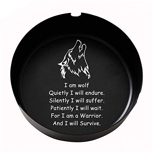 Stainless Steel Wolf Ashtray,Indoor Outdoor Cigarette Ash Holder for Office Home Patio,Gifts for Wolves Fans