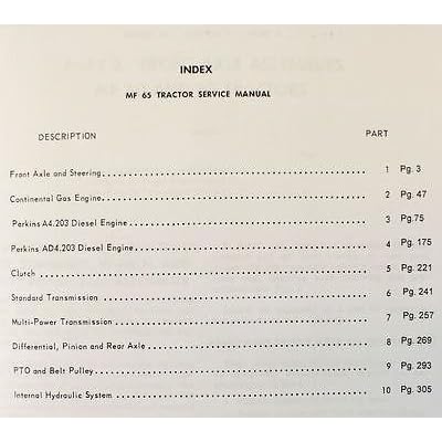 Service Repair Manual for Massey Ferguson Mf 65 Tractor Technical Shop Workshop