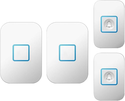 ワイヤレスチャイム、玄関チャイム、 1000フィートの動作範囲 防水ドアベルキット 受信機2個 プッシュボタン2個 着信音60個 5レベルの音量 コードレス