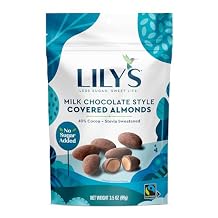 LILYS Milk Chocolate Style Made with stevia, Free of Added Sugar Covered Almonds Bags, 3.5 oz 3 count