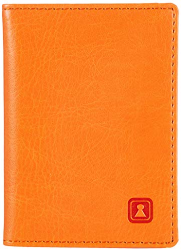 OPTEXX® Étui pour cartes Charly Orange anti-RFID/NFC en cuir vegan avec protection OPTEXX®, Fabriqué en Allemagne