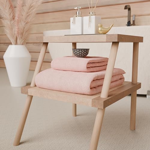 PETTI Artigiani Italiani - Asciugamani Bagno in 100% Spugna di Cotone, Set Asciugamani 1+1, 2 Pezzi 1 Asciugamano Viso e 1 Asciugamano Mani, Asciugamani Rosa - Immagine 3