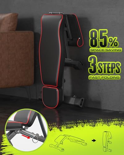 YOLEO Banco de pesas ajustable, 880 libras, banco de pesas plegable de 90 grados con barra de prensa de banco y cabezal extendido, banco de entrenamiento inclinado y declinado para gimnasio en casa - imagen 6