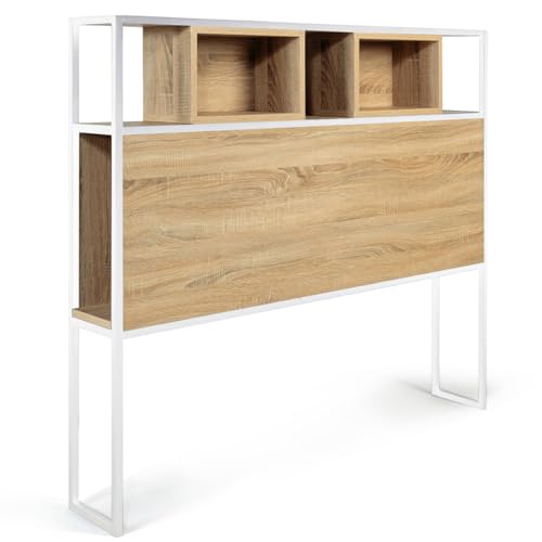 IDMarket - Tête de lit sur Pied Detroit 145 cm Bois et métal Blanc Design Industriel