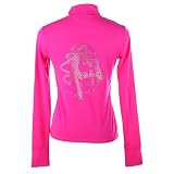 Genérico Chaqueta De Patinaje Artístico con Pedrería Deportes De Patinaje Gimnasia Tops con Cremallera para Niñas Mujeres （Multicolor）(Size:170,Color:Rosa)