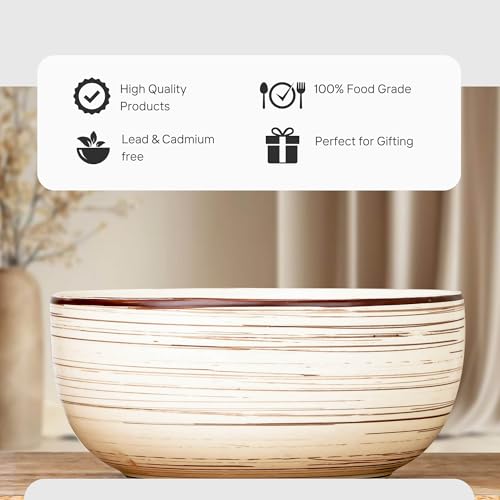 Image of The Earth Store Brown Spiral Ceramic Bowl 1500 ML, Set of 1 | Versatile Bowl for Serving, Mixing, Snacks, Dal, and More Perfect for Gifting & Daily Use
