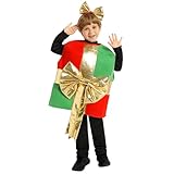 TAGVO Disfraz Navidad para Niñas Niños, Disfraz Infantil de Caja de Regalo Navideña, Conjunto de Disfraces Navideños para Ropa Festiva Mascarada Cosplay Carnaval