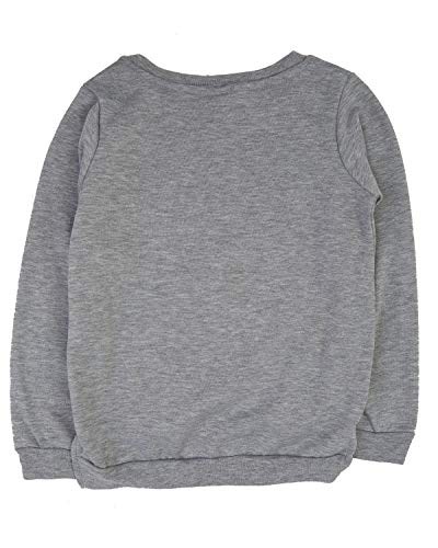 Disney Moletom de lã com gola redonda Frozen Elsa e Anna, Cinza, Small