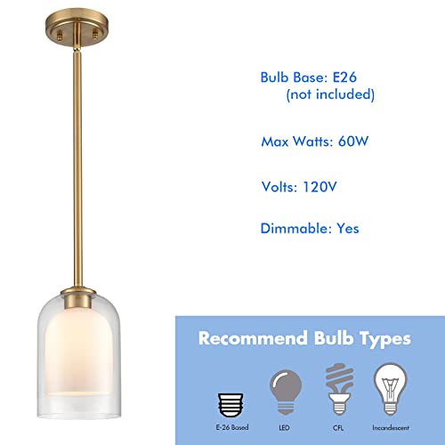 Yubole Brass Pendant Light Mini Pendant Lighting Over Kitchen Island With Glass Shade Height Adjustable #TOP6