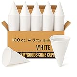 Smygoods Disposable White Paper Cone Cups (Pack of 100-4.5 oz) Eco-Friendly, Leak-Proof, Ideal for Events, Water Coolers, Quick Hydration & Efficient Cleanup