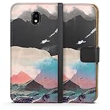 Custodia a Portafoglio Compatibile con Samsung Galaxy J5 2017 Custodia per Cellulare di Similpelle Nera Cover a Libro Montagna Trasparente Dipingere