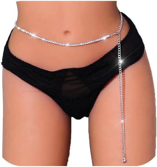 Rhinestone Waist Chains Crystal Waist Chain with Pendant Abdominal Chain Thin Minimalist Body Chain Jewelry for Women Beach Rave
