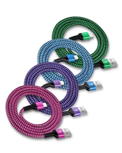 Image of USB A to Lightning Cord, 4Pack /3Ft Nylon Braided iPhone Charger Cable, Apple Approved Fast Charging Power Wire for iPhone 14, 14 Pro Max, 13 Pro Max, 13Pro, 13, 13 Mini, 12 11 10 XR XS X 8 Plus 7 6 6s