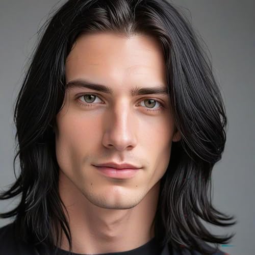 Dsimeig Short Straight Black Wigs for Men Natural Synthetic Halloween Replacement Hair Wig