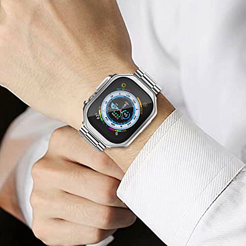 Itecfree For Apple Watch Metal Band With Case 45Mm 44Mm 42Mm,Stainless Steel Bands Metal Chain Bracelet Wrist Strap And Tpu Soft Case For Iwatch Se Series 8 7 6 5 4 3 2 1 (42Mm/44Mm/45Mm, Silver) #TOP1