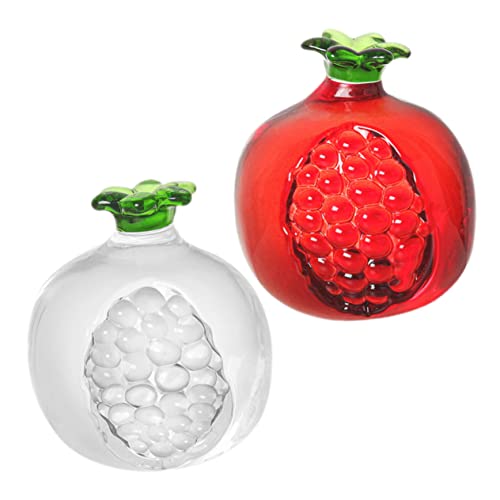 Besportble 6 Pcs Pomegranate Ornament Tabletop Decor Dining Table Centerpieces Glass Decor Artificial Pomegranate Glass Pomegranate Flower Arrangement Vase Dorm Room Decorations Fake Fruit #TOP5