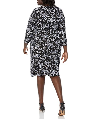 Kasper Women's Plus Size Anise Faux Wrap Dress, Black Multi, 3X #TOP22