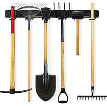 WHISTLER Garage Tool Organizer Wall Mount Rack - Yard Tools Storage Hooks Heavy Duty Powder Coated Steel Rails with 6 Utility Hooks