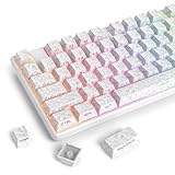 PBT フォージドカーボンキーキャップ Cherry プロファイル 141 キー ANSI レイアウト サイドプリント シャインスルー ミニマリスト カーボンファイバー メカニカルキーボード用 (Carbon Fiber White)