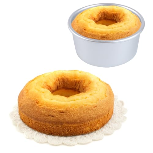 MUELODSIC 2 pezzi Tortiera Rotonda in Alluminio con Fondo Removibile Antiaderente per Mini Dolci e Torte Stampo da Forno Facile da Sformare per Biscotti Frutta e Budini
