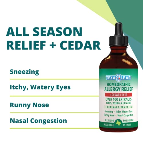 Texaclear Homeopathic Texas Cedar Fever Allergy Relief Drops For Zones 2,5,6 - All Season Relief + Drainage Remedies - 4Oz #TOP4