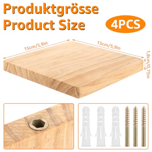Oungy 4 Stück Schwebendes Wandregal, Kleines Wandregal, Schweberegal Holz, Mini Wandregale, Regal Klein Wand, Schweberegale für Kleine Dekoration, Wall Shelves für Schlafzimmer, Wohnzimmer, Küche