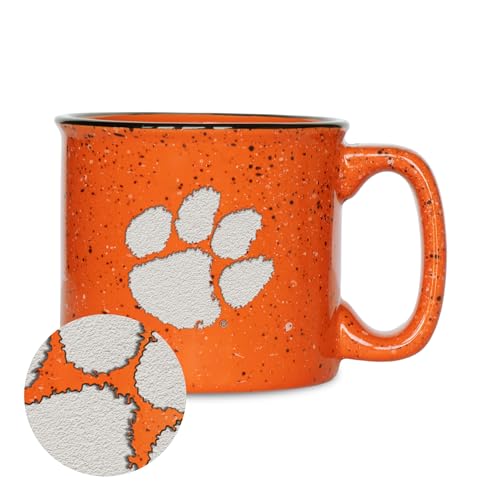 Rico Industries NCAA Clemson Tigers Speckle 12oz Laser Engraved Campfire Mug