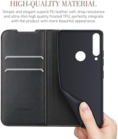 ELESNOW Case Compatible with Huawei P30 Lite / P30 Lite New Edition, High-grade Leather Flip Wallet Phone Case Cover for Huawei P30 Lite / P30 Lite New Edition (Black)