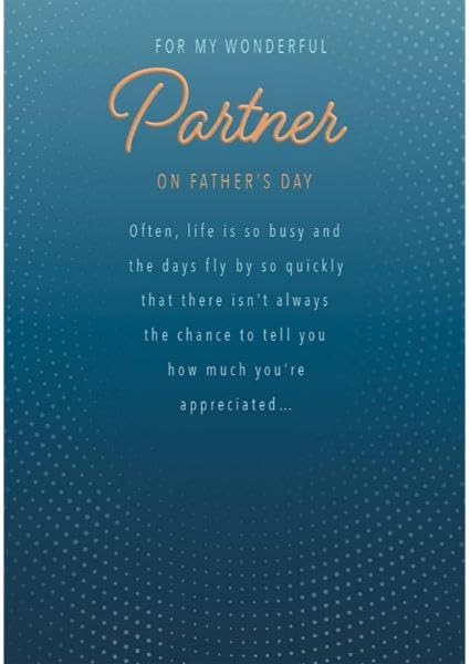 Piccadilly Greetings Father's Day Card, Sentiment Card for A Partner - 9 x 6 inches