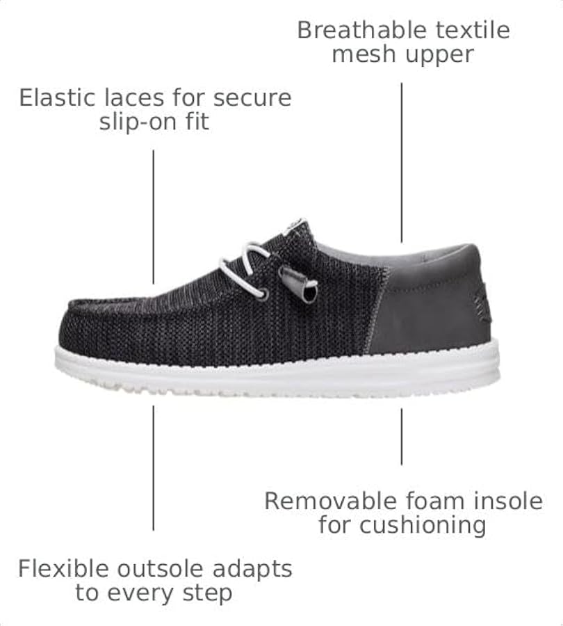 Hey Dude Wally Funk Open Mesh Mens Loafers Black White Size‎ 12 New Comfort Amazon.com | HEYDUDE Mens Wally Funk Mesh Slip On Shoe  main image 2
