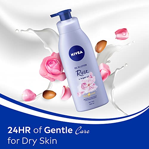 Nivea Rose And Argan Oil Body Lotion 400 Ml (13.5 Oz) - - Goodness Of Natural Oil In A Fast Absorbing Lotion. Dry Skin #TOP9