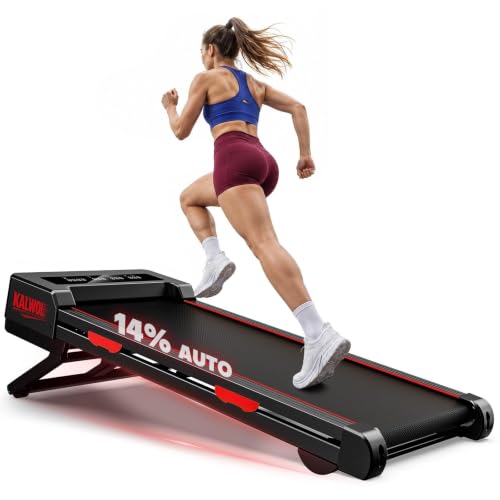 Walking Pad mit 14% Automatischer Steigung, 5 In 1 Laufband für Zuhause mit 3.5 HP bürstenloser Motor, 10km/h Laufband Schreibtisch für Zuhause & Büro mit LED-Display, 12 HIIT-Programme, Bis 180 kg