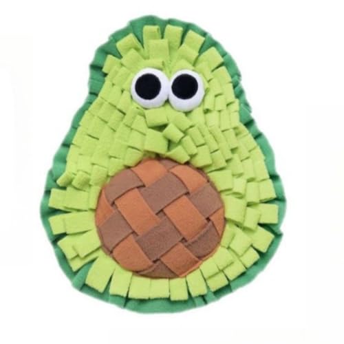 DAFORERAL Fruit Shape Snuffle Mat for Pets, Foraging Mat with Crinkle Paper for Dogs Rabbits Guinea Pigs, Soft Plush Enrichment Toy for Stress Relief (avocado)