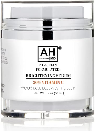 AHWellnessMD Vitamin C Serum - Anti Aging Vitamin C Face Serum, Vitamin E, Aloe – Brightening Serum for Sensitive Skin, Dark Spots, Uneven Skin Tone, Eye Area, Fine Lines & Wrinkles, 1.7oz