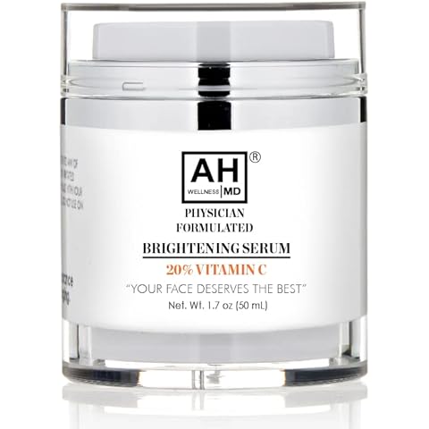 AHWellnessMD Vitamin C Face Serum w/Hyaluronic Acid - Anti Aging Serum, Vitamin E, Aloe – Brightening Serum for Sensitive Skin, Dark Spots, Uneven Skin Tone, Eye Area, Fine Lines & Wrinkles, 1.7oz Cover