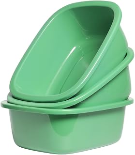Superior Plásticos™ Recycled Plastic Multi-Purpose Tub, 8.6 L / 9 Qt Rectangular Basin (Green) Pack of 3