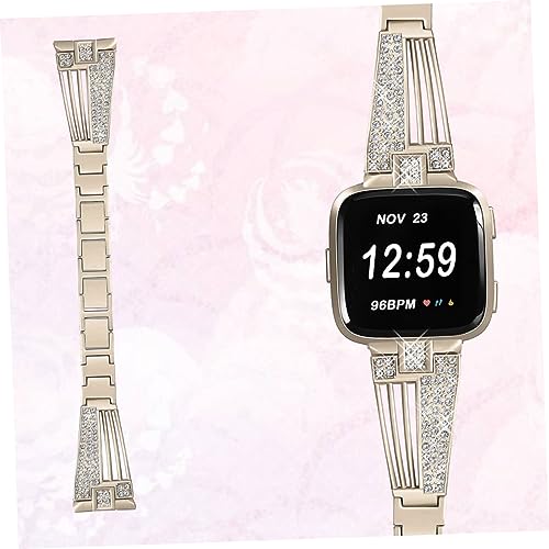 Correa de reloj de acero inoxidable tipo pulsera con pedrería brillante 2