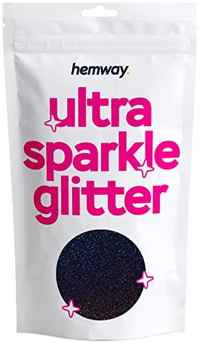 Hemway Premium Ultra Sparkle Glitter Multi Purpose Metallic Flake For Nail Art, Cosmetic Graded, Makeup, Festival, Party, Hair, Body And Eyes 100G / 3.5Oz - Black Holographic #TOP26