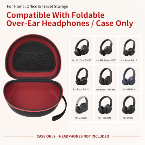 Comecase Headphone Case for JBL Tune 720BT 770NC, Black+Red Zipper by Comecase - Used condition - Image 2