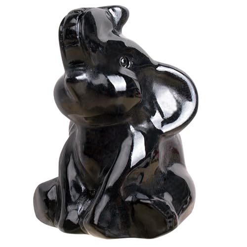 Figura Elefante de Cristal Obsidiana Tallado a Mano miniatura 1