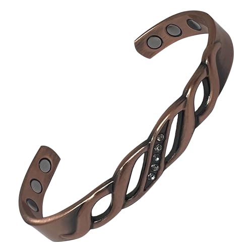 Bracelet magnétique en cuivre MnB Magnetics, finition luxe avec cristaux
